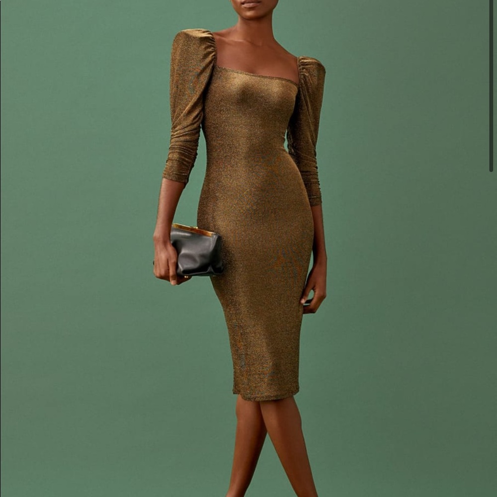 Reformation Rahm Bronze Dress NWT